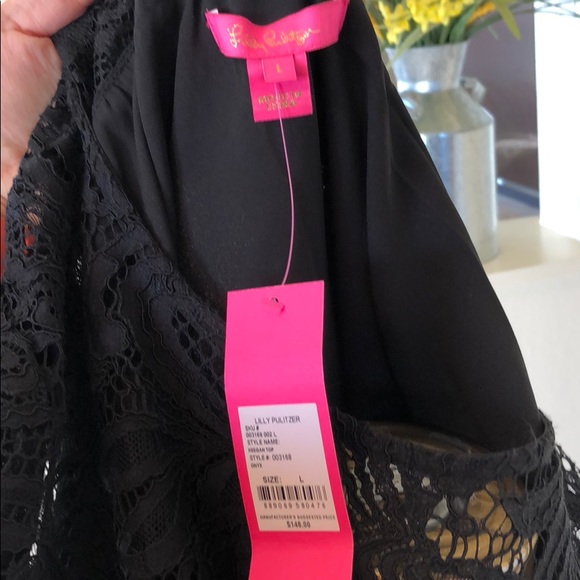 Lilly Pulitzer Black Lace and Silk Top - Picture 3 of 3